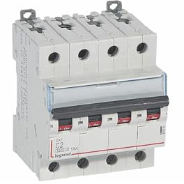 407891 Disjoncteur tétrapolaire 2A - 4P Courbe C - 6/10kA - À vis - Legrand DX3