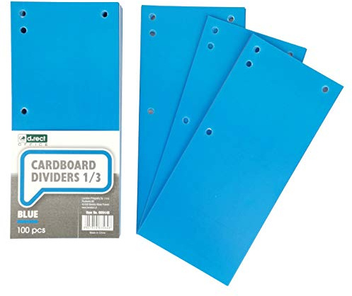 D.RECT Separadores de Cartón | Lote de 100 | Cintas de Separación de Papel | A4 1/3 Hojas | 11x24 cm | 160 g | Para una Perfecta Separación del Cartón | Cintas de Separación | Azul