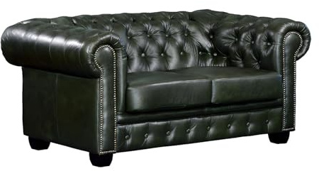 Vente-unique - Canapé Chesterfield 2 Places Brenton 100% Cuir de Buffle - Vert Empire