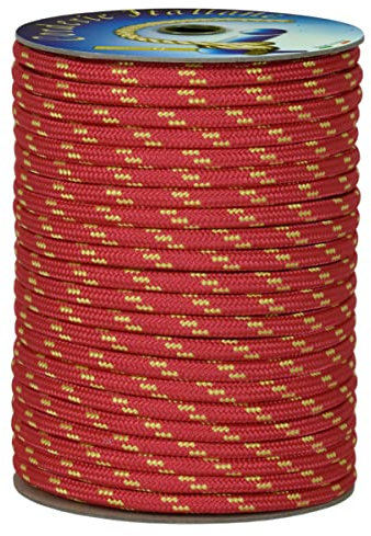 006006589 Treccia corit rossa, 8 mm - 30 mt, Corda intrecciata multiuso resistente ai raggi U.V. e all'abrasione, per attività all'aperto, giardino, mare, guinzagli e fai da te, rottura 700 kg