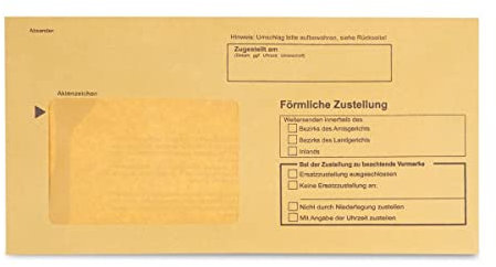 100 x Innere Postzustellungshüllen Postzustellungs-Hüllen Förmliche Zustellung Postzustellungsumschläge 7490110