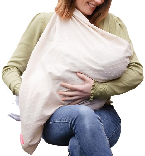 Mama Designs Mamascarf - Nursing and Breastfeeding Scarf - Lightweight 100% Cotton, Cream in Colour