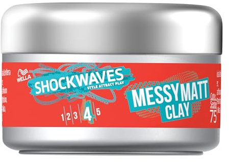 WELLA Shockwaves Hair Clay, Messy Matt, 75ml