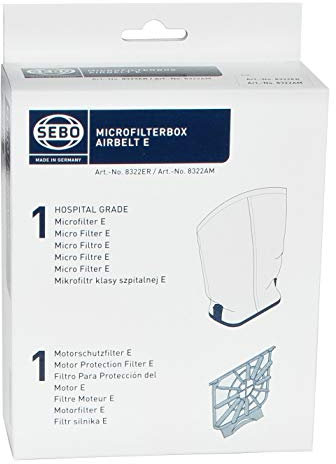 Sebo 8322ER Mikrofilterbox E für alle Airbelt E Modelle inklusive 1 Hospital Grade Filter E und 1 Motorschutzfilter E, S Klasse Filtration