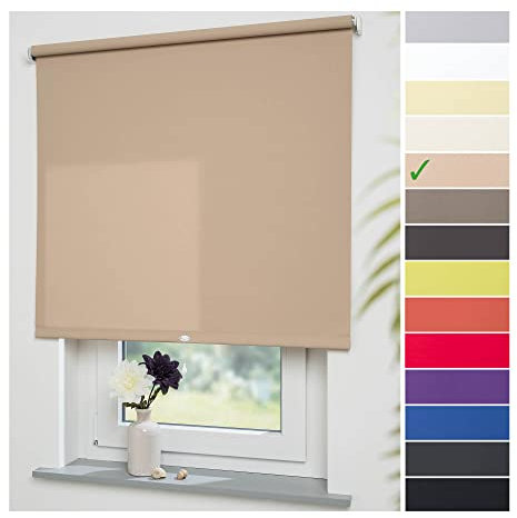 Liedeco® Rollo, Spring-, Schnapprollo / 62 x 180 cm (Breite x Höhe), Sand/lichtdurchlässig, Blickdicht/viele Farben, Größen und Typen/Breiten 60-200 cm/Variable Montage möglich