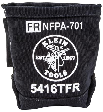 Klein Tools 5416TFR Tool Bag, Flame Resistant Canvas Bag for Bolt Storage with Double Reinforced Bottom and Tunnel Connect, 5 x 10 x 9-Inch