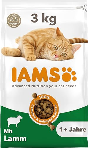 IAMS Katzenfutter trocken mit Lamm - Trockenfutter für Katzen im Alter von 1-6 Jahren, 3 kg