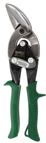 Midwest Tool & Cutlery - Tijeras de corte de estaño compensadas de corte derecho con hoja forjada y agarres cómodos KUSH'N-POWER - MWT-6510R, corte compensado