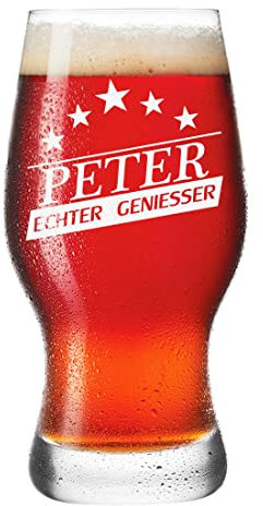 Leonardo Bierglas 0,5 L mit Gravur für Männer - Motiv Geniesser Sterne - personalisiertes Glas für Bier, Pils, Weizen - spülmaschinenfest - Markenqualität - Geschenkidee zum Geburtstag