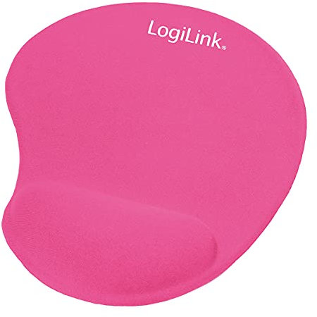 LogiLink ID0027P - Mauspad mit Silikon Gel Handauflage, Farbe: Pink