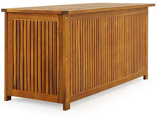 Casaria® Gartenbox Holz Akazie 205L Deckel 160kg Belastbarkeit Wetterfest Auflagenbox Aufbewahrungsbox Garten Balkon Wintergarten Sitztruhe 115x50cm