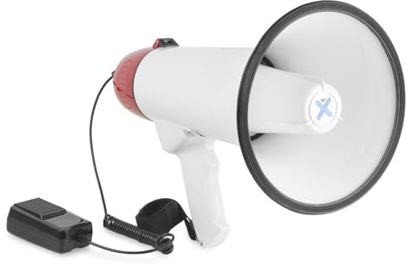 VONYX MEG040 40W Megaphone Loudhailer with Handheld Microphone, Removable Anti-Feedback Mic, Siren & Record Function, Portable Bullhorn Speaker for Events, Crowd Control & Emergencies
