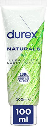 Durex Naturals H2O Lubricante Base Agua, 100% natural sin fragancia, colorantes ni agentes irritantes - 12x100 ml