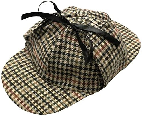 Deerstalker-Hut / Sherlock-Holmes-Mütze, Tweed-Optik, Kostümzubehör