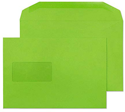 Blake Creative Colour 807MW Kuvertierhüllen Briefumschläge Naßklebung Mit Fenster Limettengrün C5+ 162 x 235 mm - 120g/m² | 500 Stück