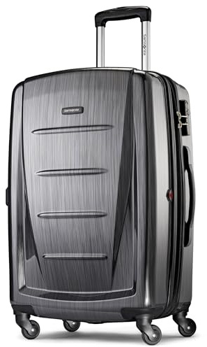 Samsonite Winfield 2 Hardside Expandable Luggage with Spinner Wheels, Charcoal, Checked-Medium 24-Inch