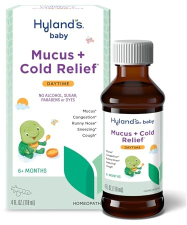 Hyland's Baby Mucus and Cold Relief, Daytime Baby Medicine, Infant Cold and Cough Remedy, Decongestant, 4 Fluid Ounce