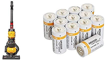 Casdon Children's Dyson Ball Vacuum Cleaner Kid's Cleaning Role Play Fun Little Helper Cleaning & Amazon Basics C Cell Alkaline Batteries [Pack of 12]