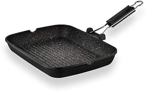 Barazzoni Le Cotture Speciali Bistecchiera cm 35x25, Alluminio Pressofuso con Rivestimento Marmotech a 5 Strati. Made in Italy, Nero Puntinato, cm 35x26