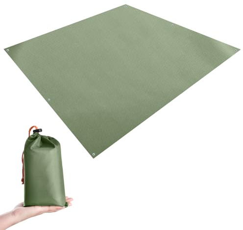 TRIWONDER Tapis de Sol Camping 215 x 215 cm Tarp Ultra Léger Bâche de Tente Anti-Pluie Imperméable Abri de Randonnée pour Pique-Nique Plage (Vert, 2,15 x 2,15 m)
