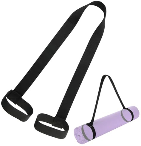 Cosmos Yoga Pilates Mat Strap - Looped Sling/Harness/Carrier Strap with Stretching Band Loops for Pilates, Exercises & Aerobics Mat Carrying - Soft & Durable Cotton, Black