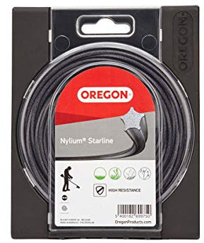 Fil en étoile Oregon Nylium pour coupe-bordures et débroussailleuses, cinq arêtes de coupe pour une finition propre, nylon professionnel, convient aux débroussailleuses à essence, 1,3 mm-15 m (533744)