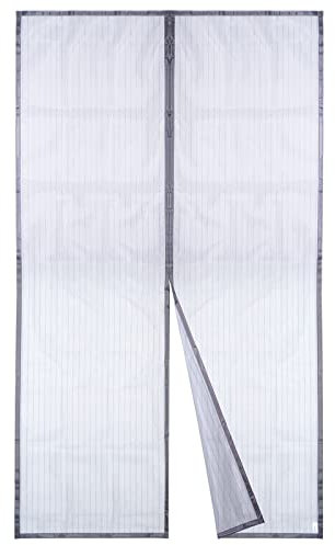 Apalus Fliegengitter Tür, Magnet Insektenschutz 140x240cm, Der Magnetvorhang Ist Ideal Für Die Balkontür, Kellertür und Terrassentür, Kinderleichte Klebemontage Ohne Bohren, Nicht Kürzbar Grau