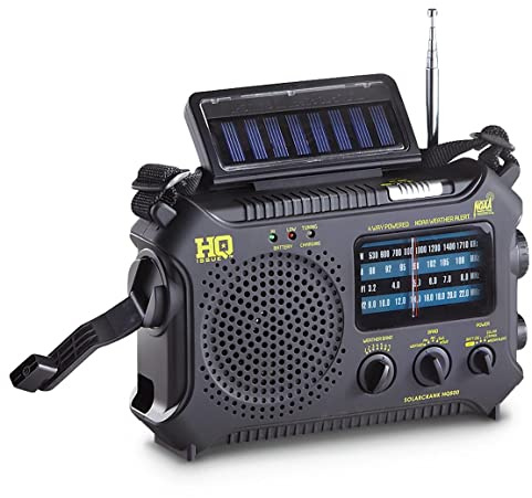 HQ ISSUE Dynamo Emergency Radio Hand Crank Solar Portable W/AM FM, NOAA Weather Alert, Shortwave, & Flashlight, Black