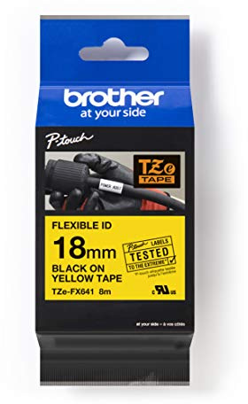 Brother TZe-FX641 - Black on yellow - Roll (1.8 cm x 8 m) 1 cassette(s) flexible tape - for Brother PT-D600, P-Touch PT-3600, D400, D450, D600, D800, E550, H101, P750, P900, P950