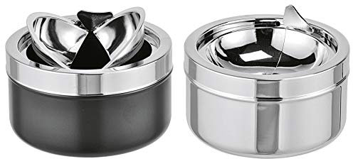 HI 16048 Ascher Klapp-Aschenbecher, Metall, Silber Schwarz Sortiert, 12 x 5 cm