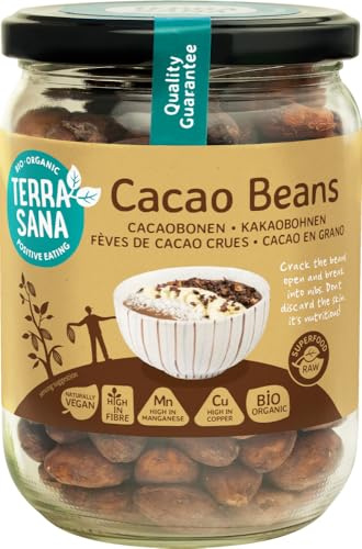 Terrasana Raw cacao bonen in glas 250 gram