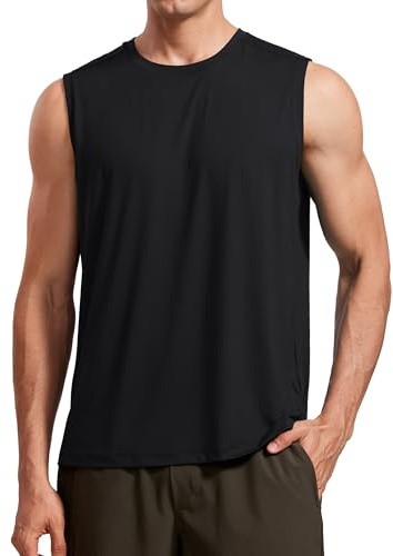 CRZ YOGA träningslinne för män stretchiga snabbtorkande ärmlösa löpartröjor sportiga fitnesstoppar