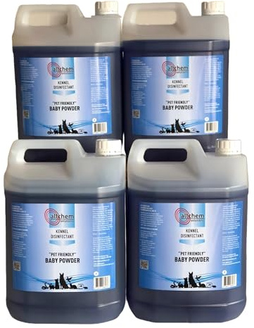 ALLCHEM 4 x 5 LITRES SOLUTIONS - *BABY POWDER FRAGRANCE* PET/KENNEL DISINFECTANT & DEODORISER * FREE POST *