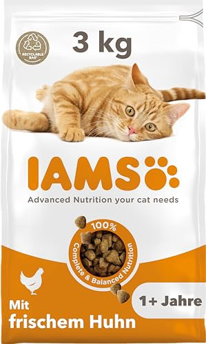 IAMS for Vitality Katzenfutter trocken Huhn - Trockenfutter für Katzen im Alter von 1-6 Jahren, 3 kg