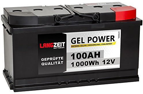 LANGZEIT Akku 12V 100AH Blei GEL Batterie Solarbatterie Wohnmobil Boot Solar zyklenfest