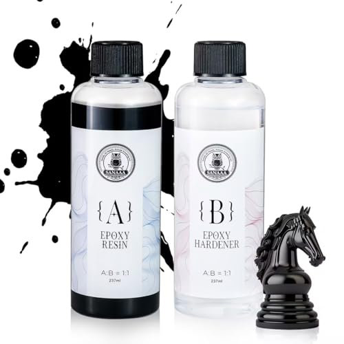 Schwarzes Epoxidharz, 474 ml, blasenfreies, glänzendes Epoxidharz, Epoxidharz für Tischplatten für Kunsthandwerk, Gieße(237 ​​ml x 2)