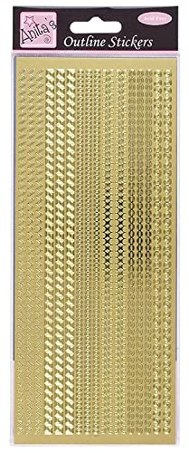 Anitas - Pegatinas de contorno, bordes multicolores, dorados, para álbumes de recortes, tarjetas, juegos infantiles, tareas, arte, manualidades, adornar, papel, tarjeta, vidrio, metal, plástico,