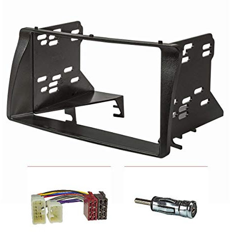 tomzz Audio 2455-056 Doble DIN Radio Panel Conjunto Compatible con Toyota Corolla E12 año 2003-2008 Negro con Adaptador de Radio ISO Adaptador de Antena ISO DIN