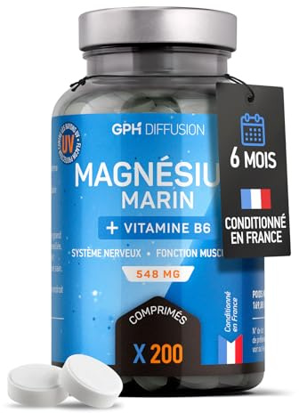 Magnésium Marin + Vitamine B6-200 comprimés de 546 mg - Système nerveux et Fonction musculaire