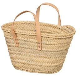 Cestería Aparici – Capazo de Palma Beige con Asas Cortas Hecho a Mano (32x18x17 cm) | Cesta Artesanal para Regalos, Decoración o Almacenaje