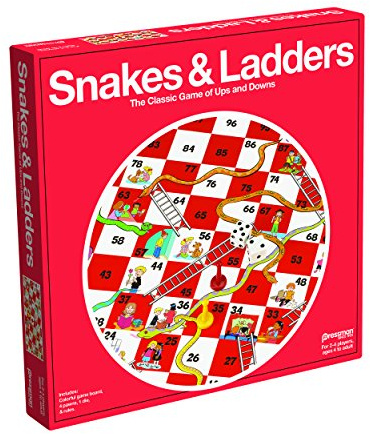 Pressman: Snakes & Ladders | Traditional Children Games | Snakes and Ladders Game for Kids | For 2-4 Players Ages 4+, 5\