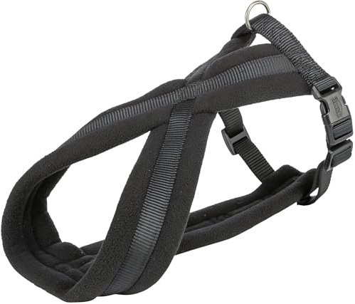 TRIXIE Premium tursele storlek S–M: Bröstomkrets 40–70 cm/20 mm i svart – sportig hundsele med behaglig fleecestoppning, steglöst justerbar för små hundar, 203801