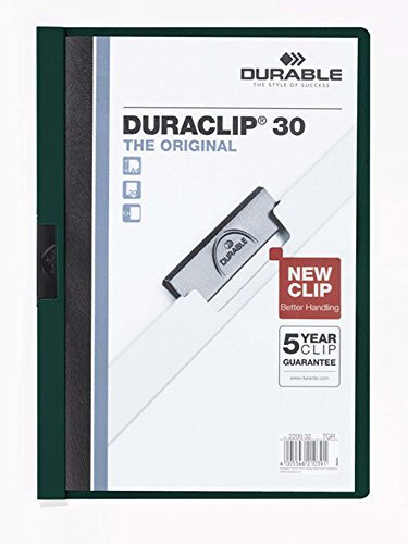 DURABLE Hunke & Jochheim Klemm-Mappe DURACLIP Original 30, Hartfolie, bis 30 Blatt, transparent/petrol