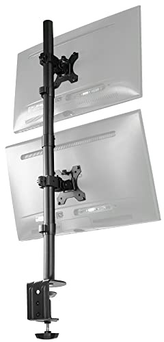 Vivo Dual LCD Monitor Desk Mount Stand Heavy Duty Stacked, Holds Vertical 2 Screens up to 32 (STAND-V002T)