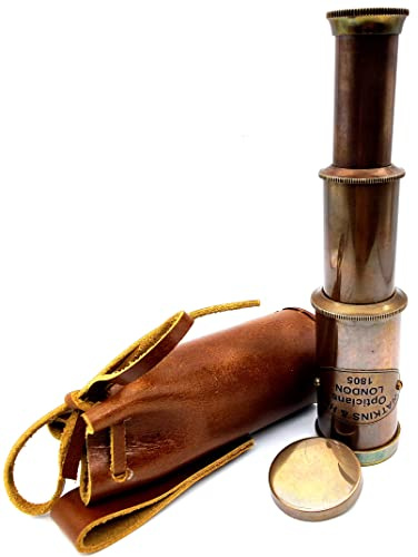 Nautical Brass Spyglass Telescope with Leather Case