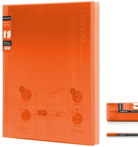 Kokuyo Novita α - Raccoglitore per presentazioni, con 20 tasche rilegate, espandibile, trasparente, con buste in plastica, 20 tasche, protezione per fogli per opere d'arte, foto e