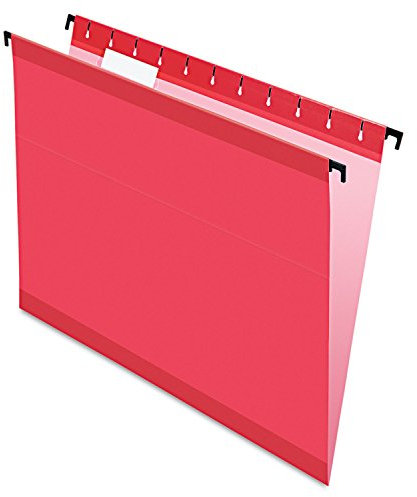 Pendaflex SureHook Reinforced Hanging Folders, Letter Size, Red, 1/5 Cut, 20/BX (6152 1/5 RED)