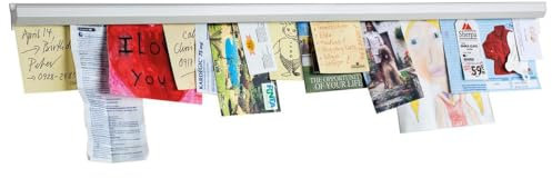 magnetoplan Catch-Ball Klemmschiene, Aluminium | Länge 1000 mm | Selbstklebend | Erweiterbar | Praktischer Zettelhalter für Notizen, Fotos, Zeichnungen, Deko & Mehr