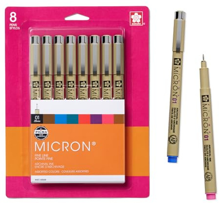 SAKURA Pigma 30068 Micron Blister Card Ink Pen Set, Colors may vary, 01 8CT Set