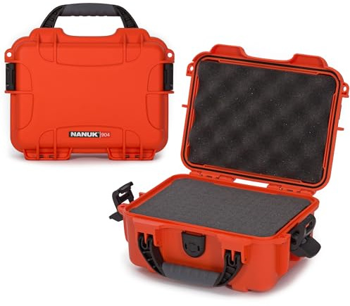 NANUK 904 Compact Series – Lätt och vattentät skyddsväska i NK-7-harts med anpassningsbar skuminsats (25,91 x 20,07 x 11,43 cm) – Orange